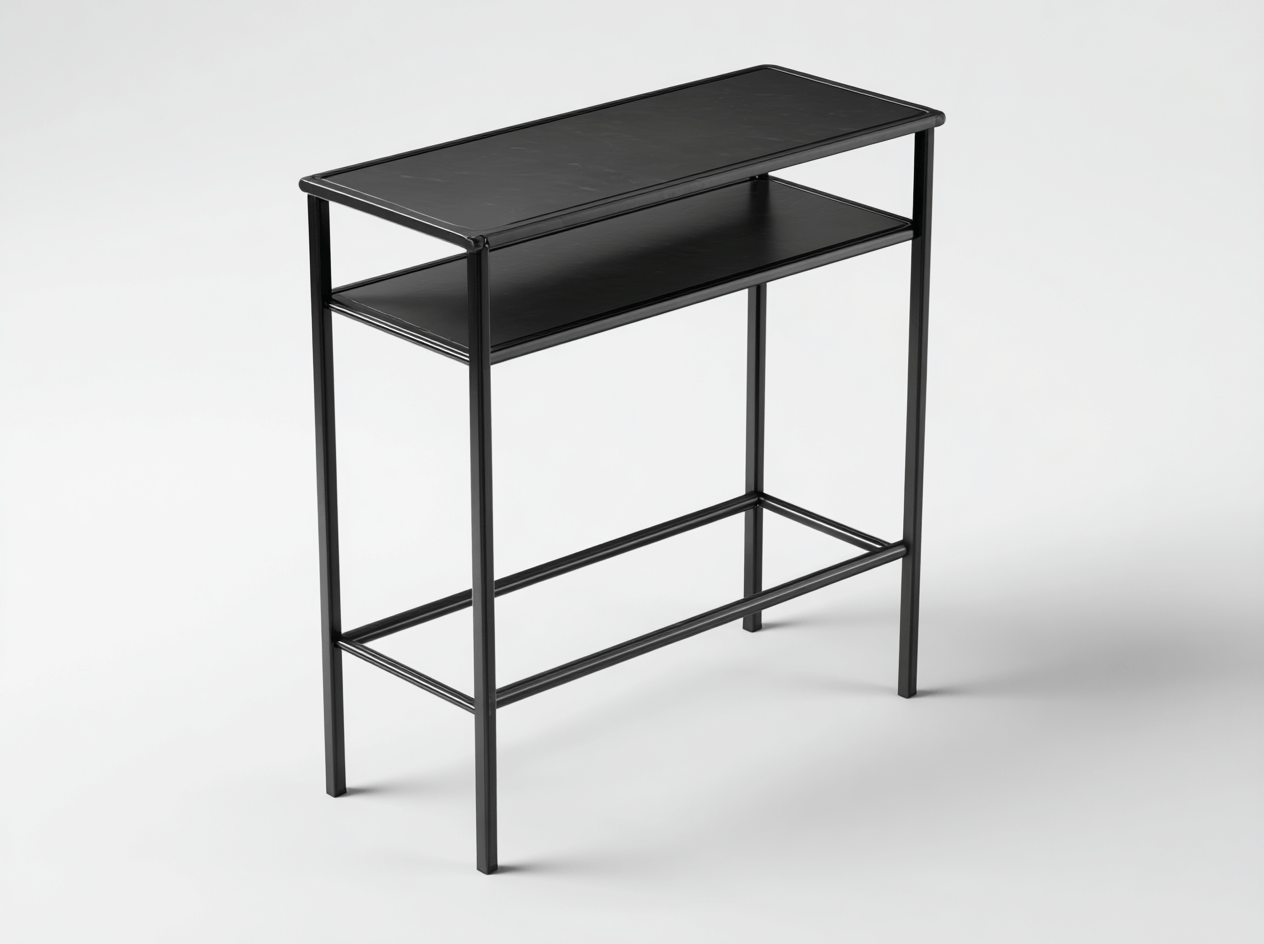 Table de bar de jardin avec double étagère en métal 110×45×110 cm – noire – design pratique pour extérieur-Nicheena