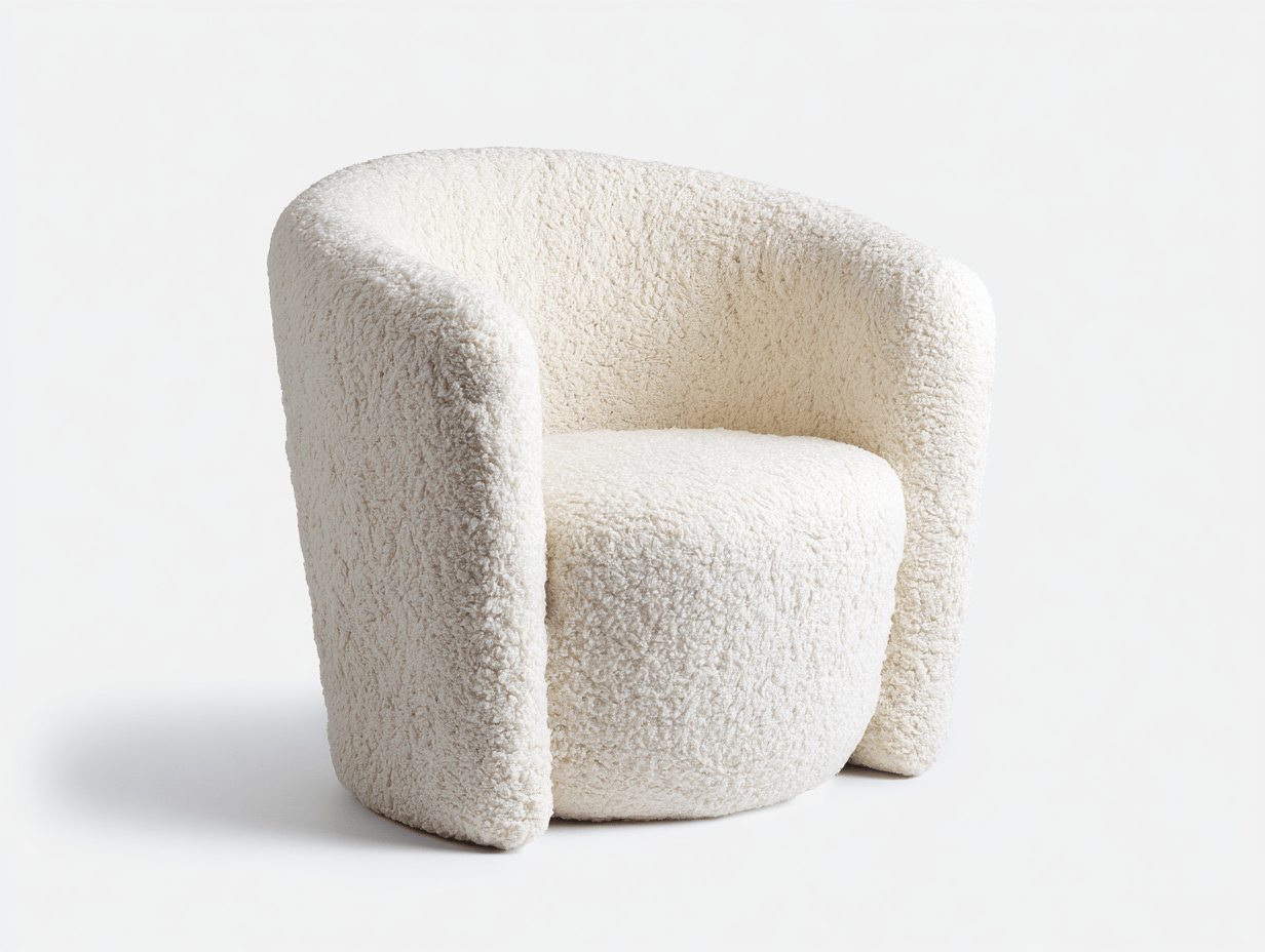 Fauteuil en tissu bouclé 72×70×78 cm – blanc – design moderne-Nicheena