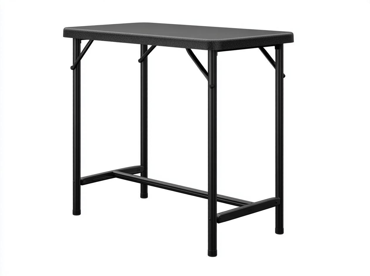Table de bar rectangulaire pliante en métal 105×60×110 cm – noire – design simple et fonctionnel-Nicheena