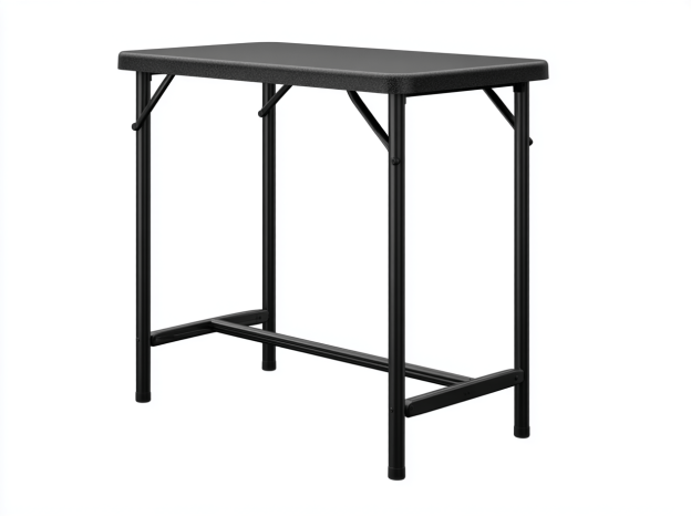 Table de bar rectangulaire pliante en métal 105×60×110 cm – noire – design simple et fonctionnel-Nicheena