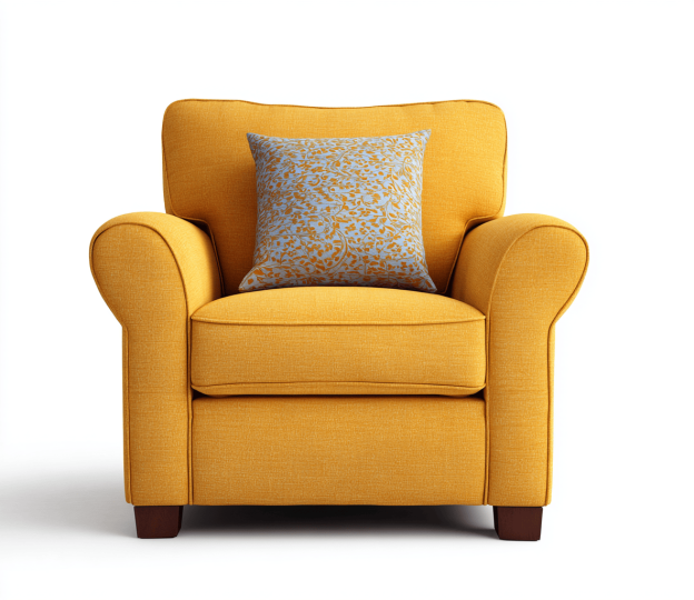 Fauteuil en tissu 88×86×94 cm – jaune – style classique avec coussin décoratif-Nicheena