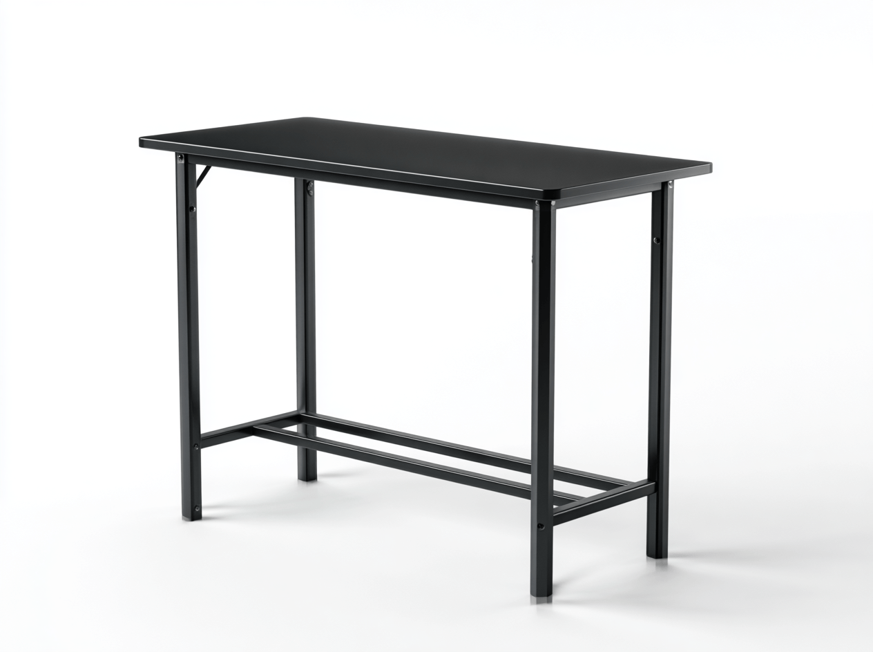 Table de bar de jardin rectangulaire en métal 120×60×110 cm – noire – usage extérieur terrasse et jardin-Nicheena