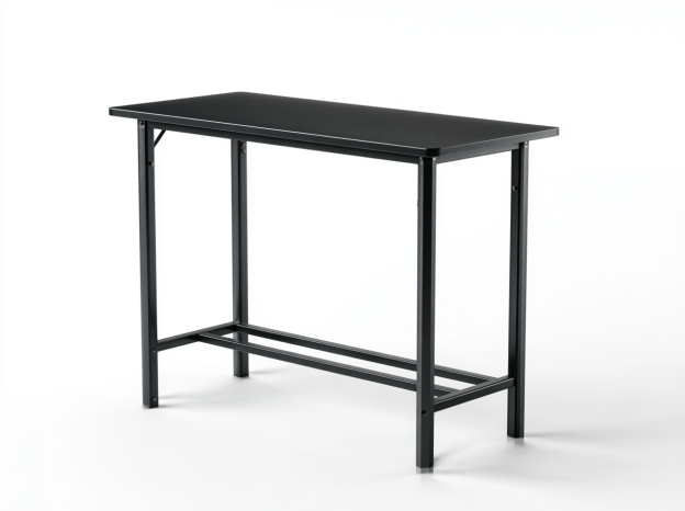 Table de bar de jardin rectangulaire en métal 120×60×110 cm – noire – usage extérieur terrasse et jardin-Nicheena