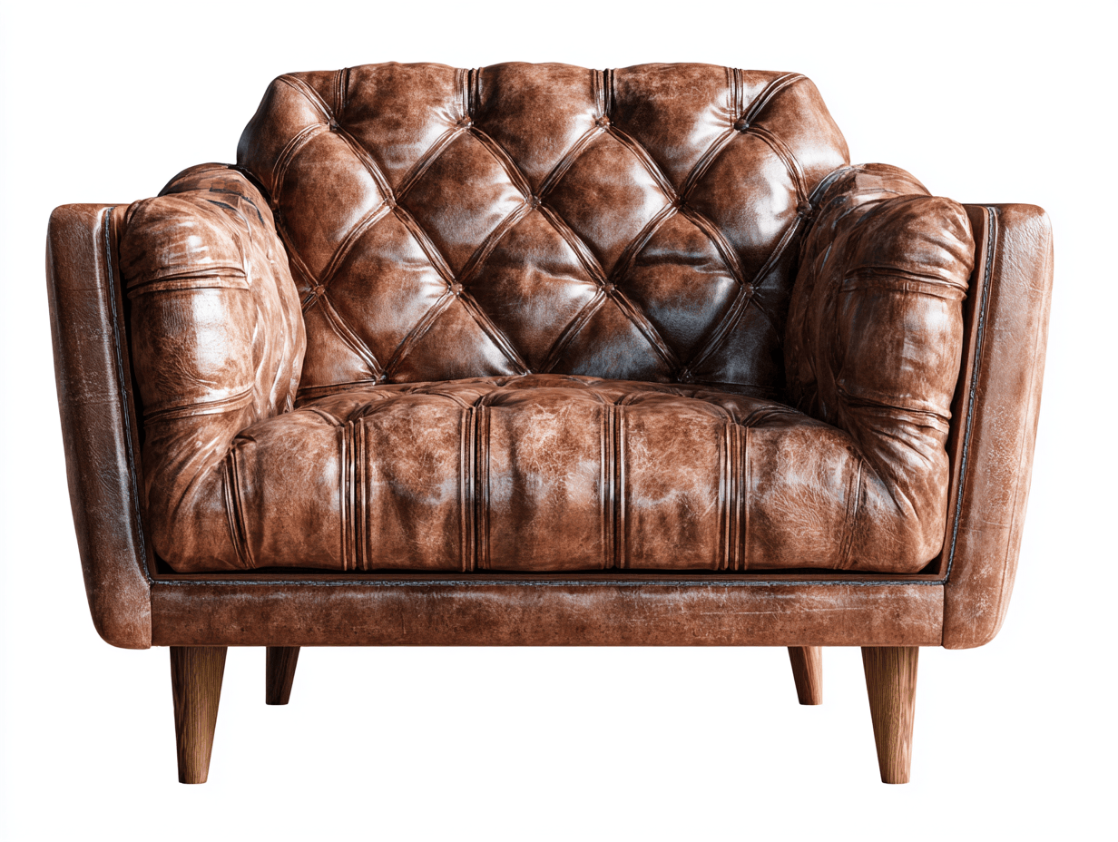Fauteuil en similicuir capitonné 88×90×92 cm – marron – style classique-Nicheena