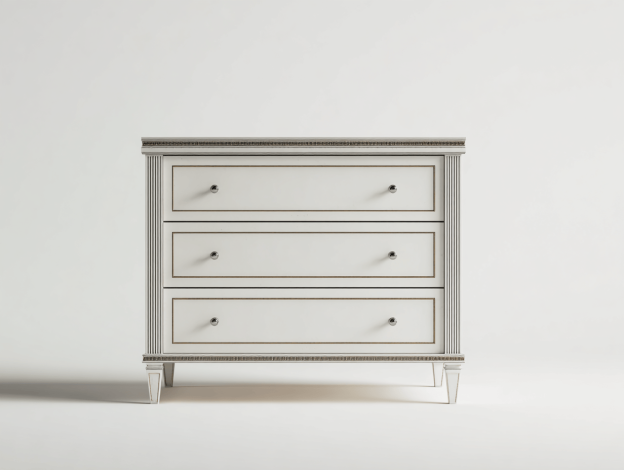 Commode 3 tiroirs en bois – blanc – design raffiné-Nicheena