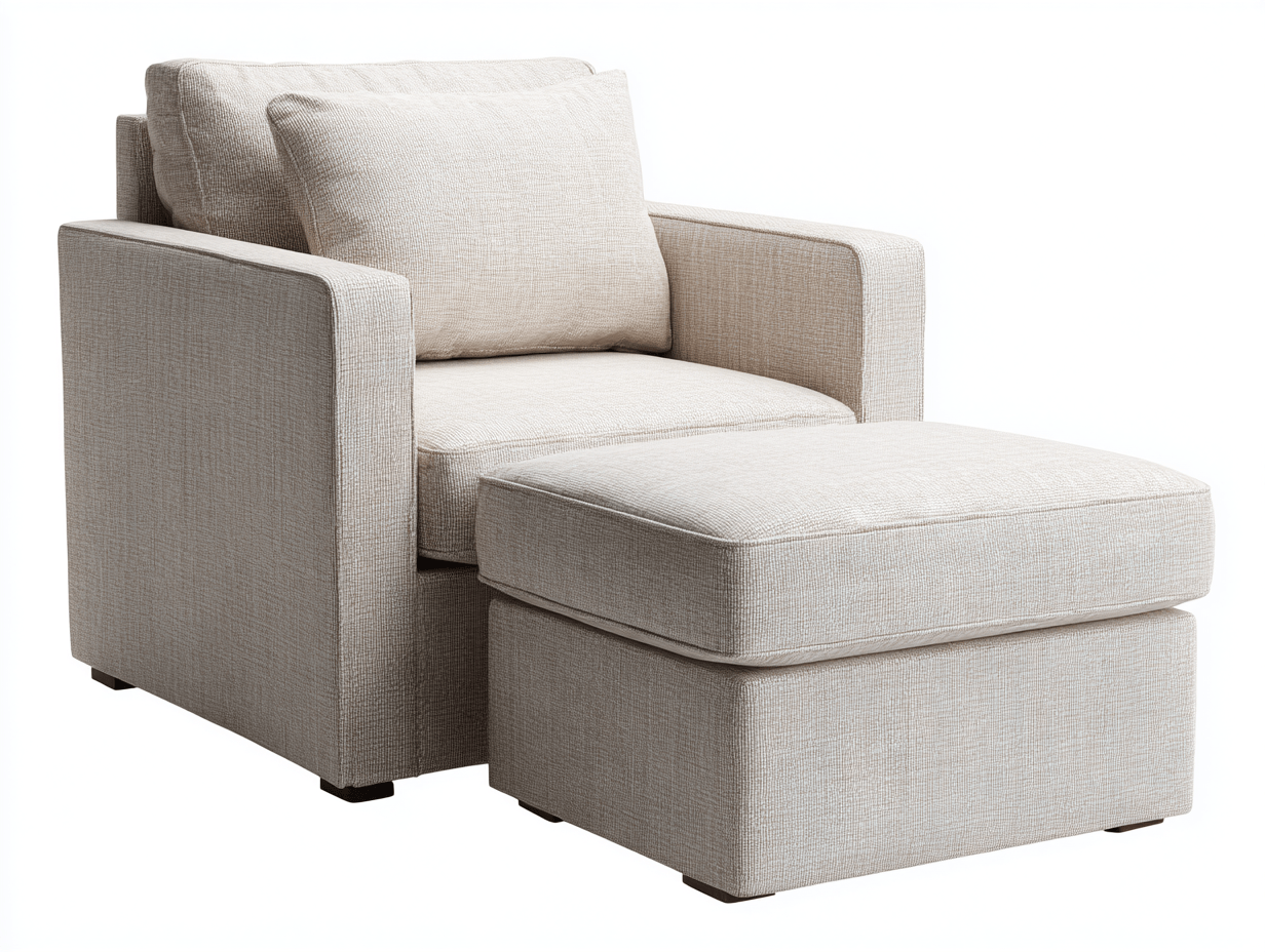 Fauteuil en tissu avec repose-pieds 92×88×95 cm – beige – style moderne confortable-Nicheena