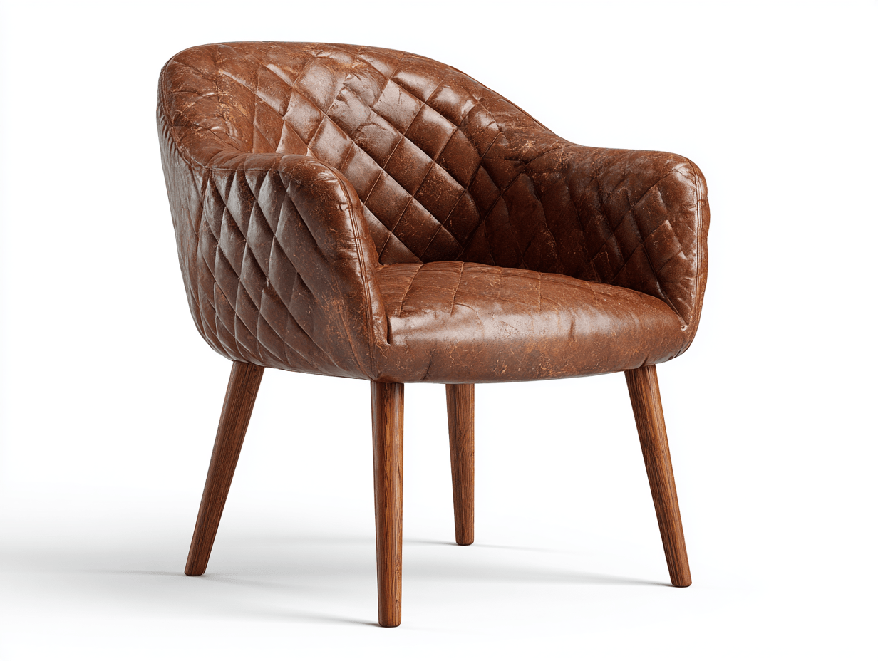 Fauteuil en similicuir matelassé 72×78×85 cm – marron – style vintage-Nicheena