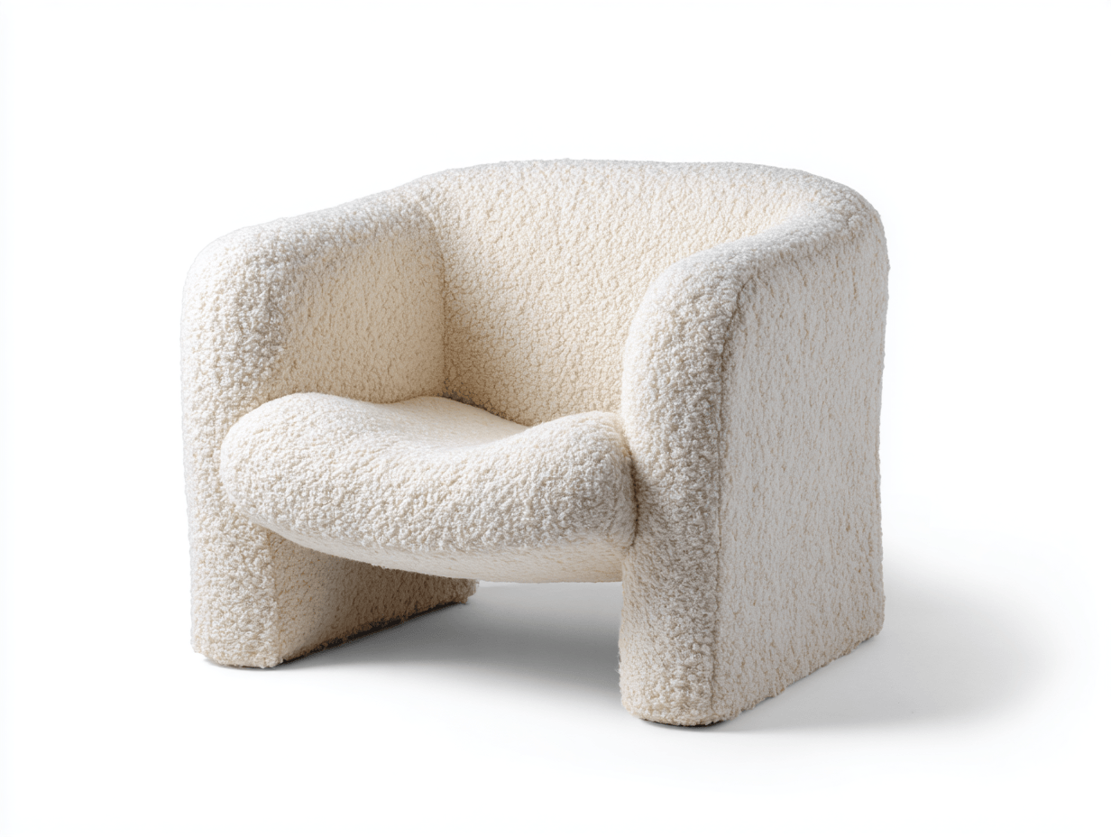 Fauteuil en tissu bouclé 80×78×75 cm – blanc – design contemporain-Nicheena