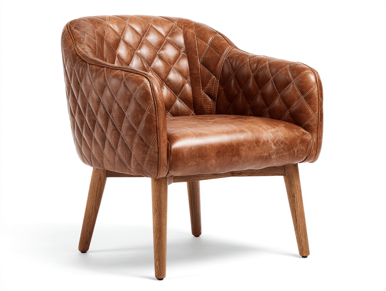 Fauteuil en similicuir matelassé 74×80×87 cm – marron – style vintage-Nicheena