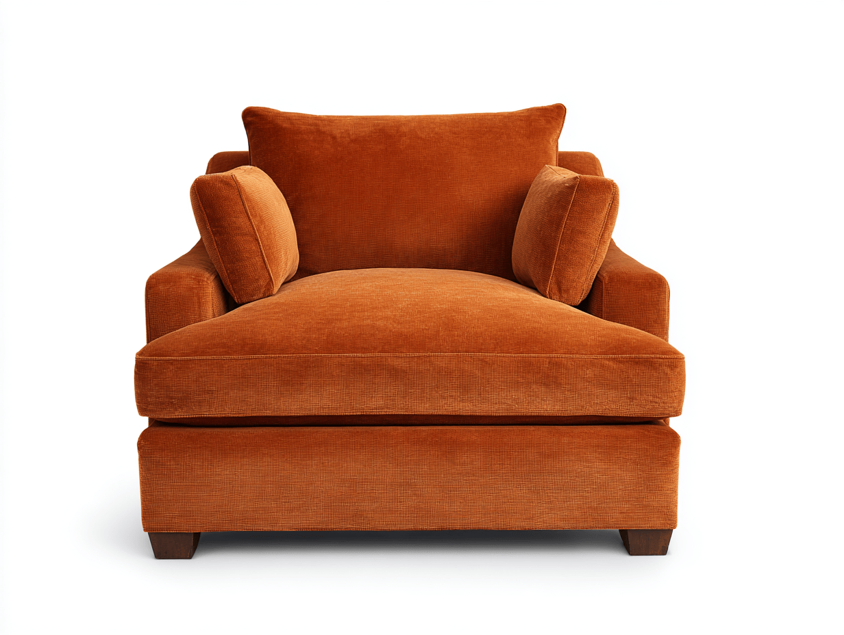 Fauteuil méridienne en velours 115×100×92 cm – orange – avec coussins décoratifs – style moderne-Nicheena