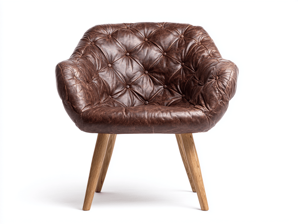 Fauteuil en similicuir capitonné 76×80×85 cm – marron foncé – style rétro-Nicheena