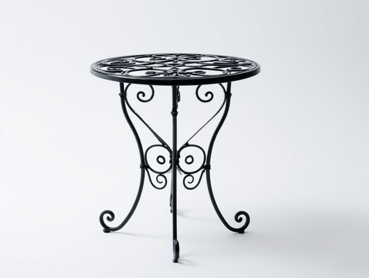Table de bistro ronde en fer forgé 70×70×75 cm – noire – style vintage pour jardin et terrasse-Nicheena