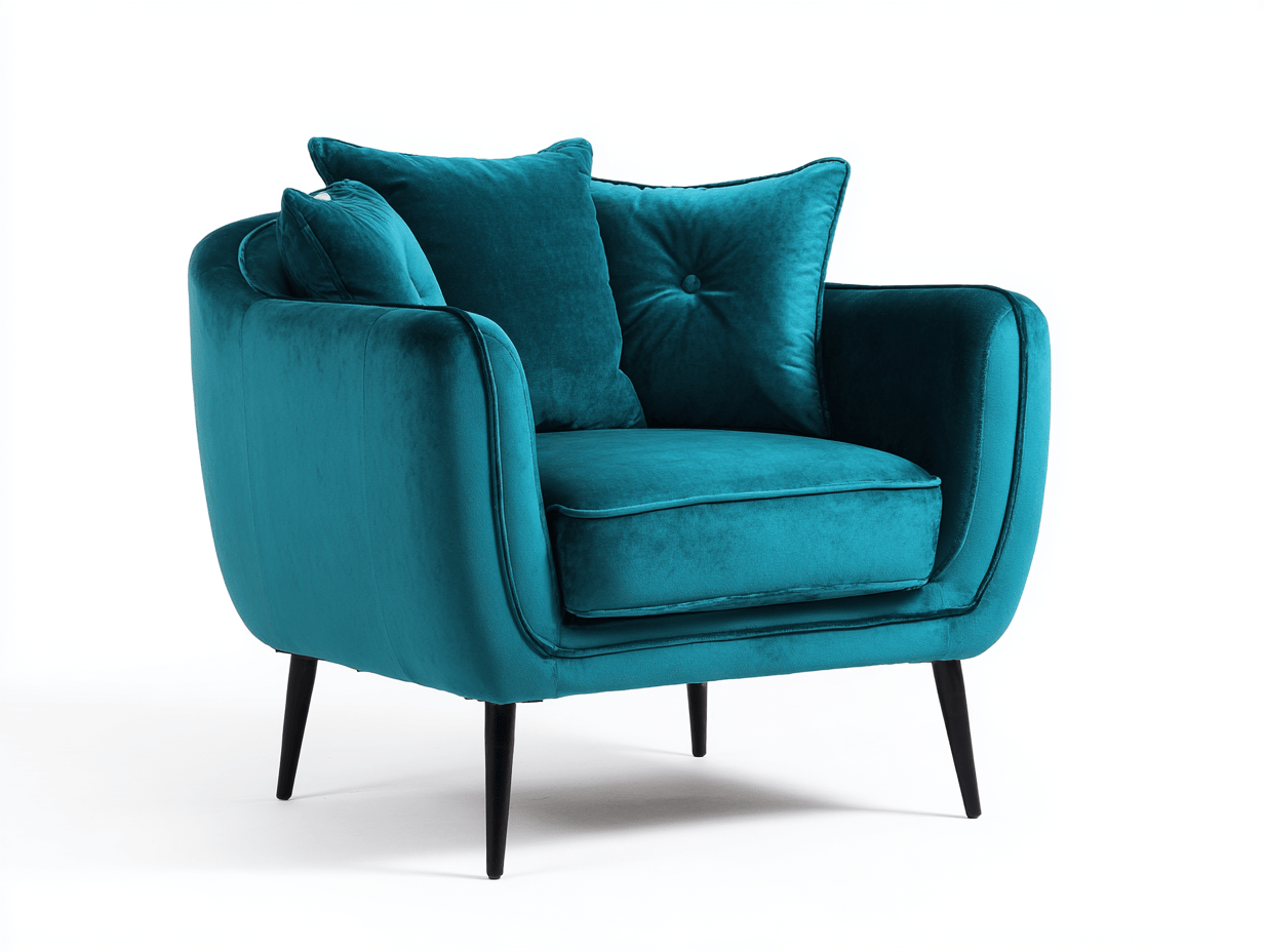 Fauteuil en velours avec coussins 85×88×92 cm – bleu – style moderne-Nicheena