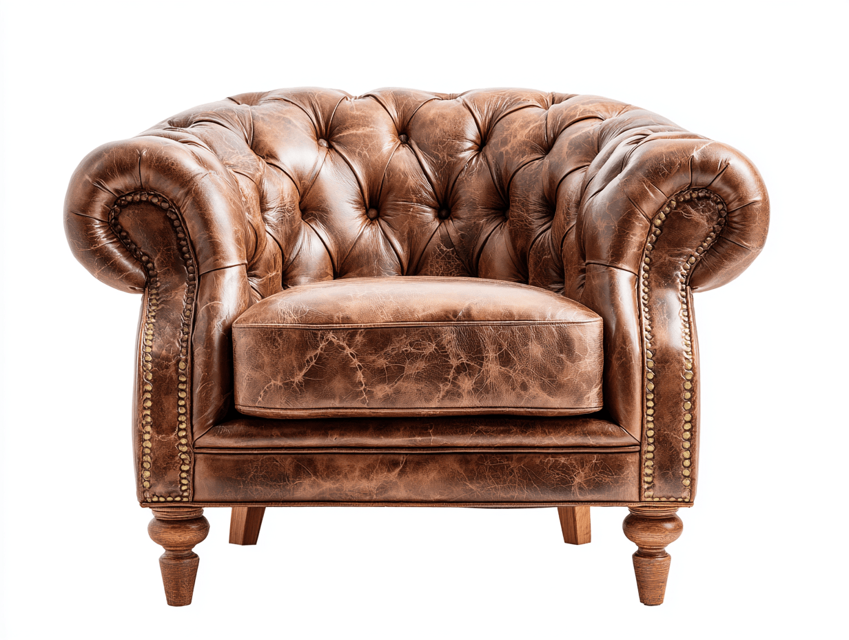 Fauteuil en similicuir capitonné 95×92×88 cm – marron – style Chesterfield-Nicheena