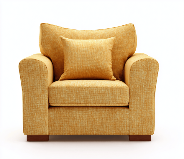 Fauteuil en tissu 90×86×94 cm – jaune – style classique avec coussin décoratif-Nicheena