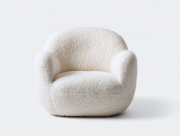 Fauteuil en tissu bouclé 84×82×75 cm – blanc – style contemporain-Nicheena