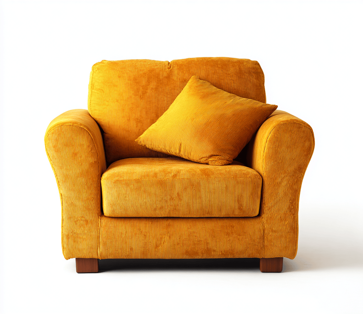 Fauteuil en velours côtelé 92×87×95 cm – jaune – style confortable avec coussin décoratif-Nicheena