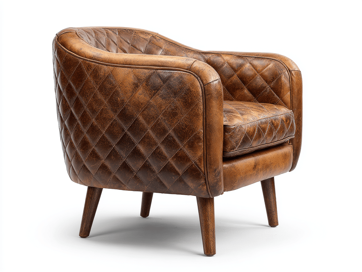 Fauteuil en similicuir matelassé 82×87×90 cm – marron vieilli – style vintage-Nicheena