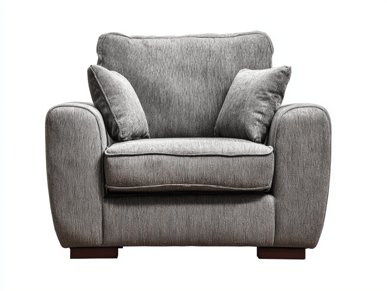 Fauteuil en tissu gris 105×95 cm – design contemporain avec coussins décoratifs et assise large-Nicheena