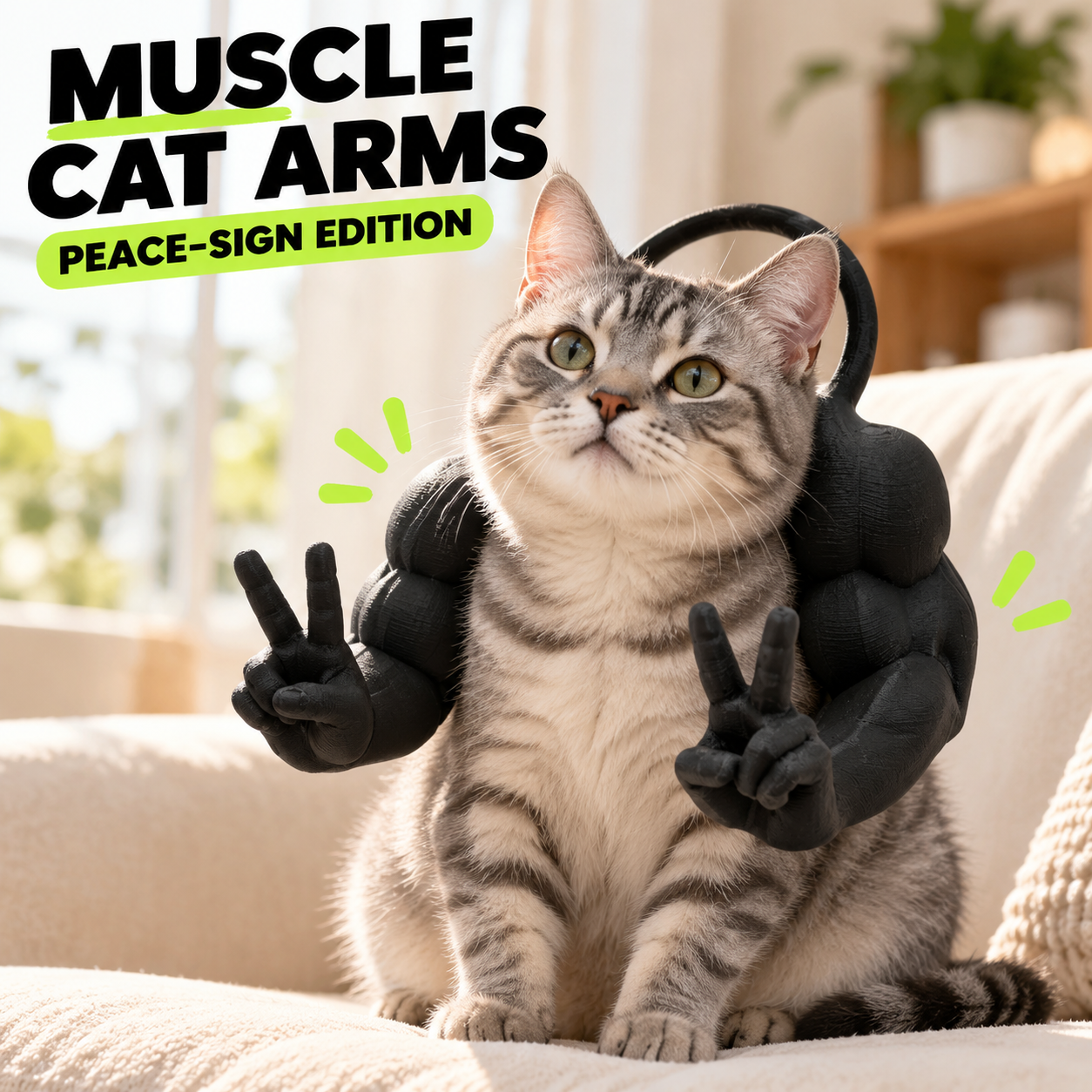 Funny Muscle Arms Cat Costume Accessory, 4-Color Cat Photo Prop