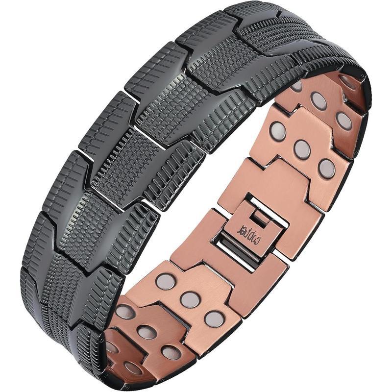 Feraco Copper Bracelet for Men, 3X Ultra Strength Magnetic Bracelets, 99.99% Pure Copper with 3500 Gauss Neodymium Magnets, Adjustable