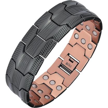 Feraco Copper Bracelet for Men, 3X Ultra Strength Magnetic Bracelets, 99.99% Pure Copper with 3500 Gauss Neodymium Magnets, Adjustable