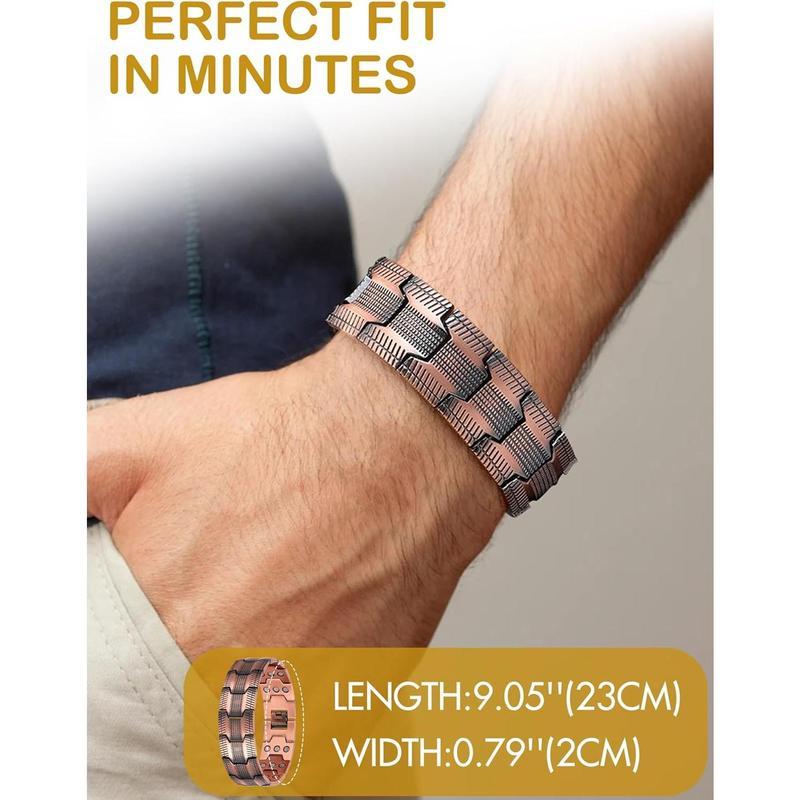 Feraco Copper Bracelet for Men, 3X Ultra Strength Magnetic Bracelets, 99.99% Pure Copper with 3500 Gauss Neodymium Magnets, Adjustable