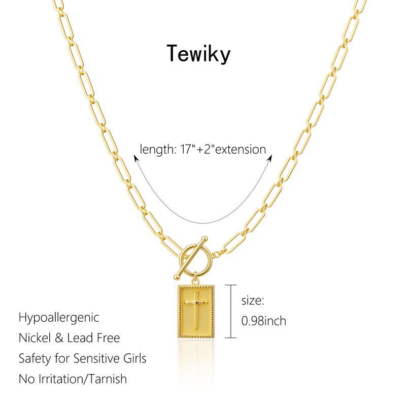 Charm Outdoorfun Cross Choker Necklace for Women, Thick Chunky Paperclip Chain Hip Hop Necklace Unisex Jewelry,Cuban Link Chain for Women Trendy Fashion jewelry gifts