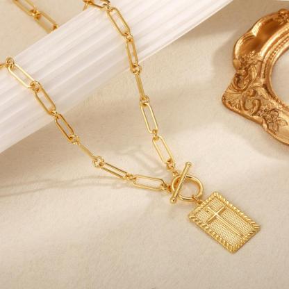 Charm Outdoorfun Cross Choker Necklace for Women, Thick Chunky Paperclip Chain Hip Hop Necklace Unisex Jewelry,Cuban Link Chain for Women Trendy Fashion jewelry gifts