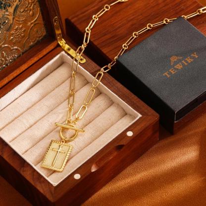 Charm Outdoorfun Cross Choker Necklace for Women, Thick Chunky Paperclip Chain Hip Hop Necklace Unisex Jewelry,Cuban Link Chain for Women Trendy Fashion jewelry gifts