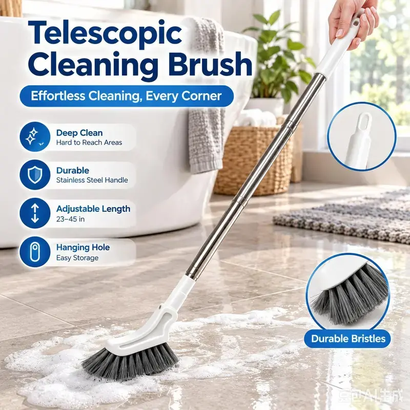 Telescopic Long Handle Crevice Cleaning Brush for Narrow Gaps in Bathrooms Toilets Floors and Windows Ideal for Hard-to-Reach Spaces