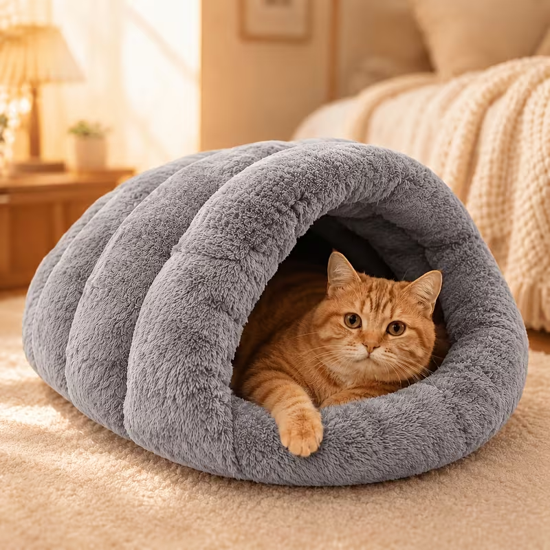Plush Round Pet Bed for Cats and Dogs – Soft Faux Rabbit Fur Donut Bed with Raised Edges, Cozy and Warm Sleeping Nest, Indoor Pet Mat, Suitable for Small to Medium-Sized Dogs and Cats (Available in 17.72", 21.65", and 23.62")