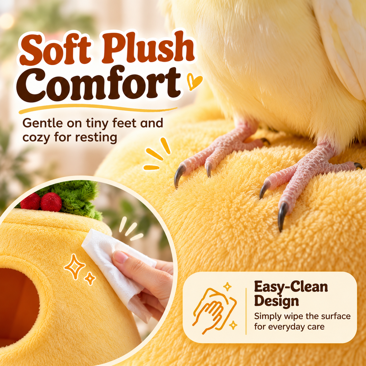 Cozy Hanging Plush Bird Hideaway for Small Birds