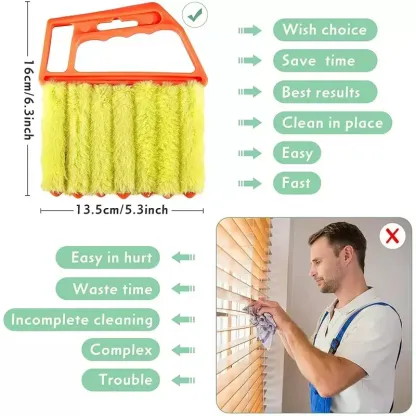 Window Blind Cleaning Brush, Window Blind Cleaner, Air Conditioning Outlet Dust Removal Brush, Hand-held Curtain Brush, Heavy Duty, Home Care Supplies, Yellow Household Items
