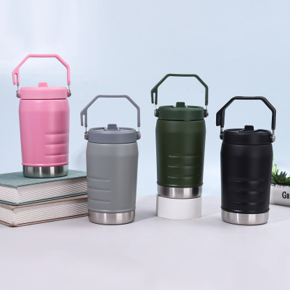 2.0 Flip-Top Straw Bottle with Handle, 40 oz | Twist-off lid and flip straw | Leak-proof for travel and sports | Insulated stainless steel | BPA-free | Black 2.0