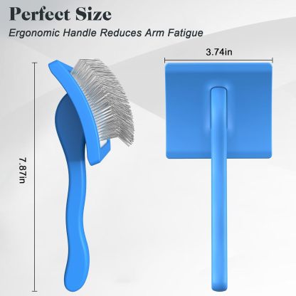 2 Pieces Nail Rake Brush for Dog and Pet Combs, Professional Dog Grooming Brush (Golden Pinscher, Poodle, Labrador) with Extra Long Needles, Effectively Removes Tangles, Knots and Mats (Blue)