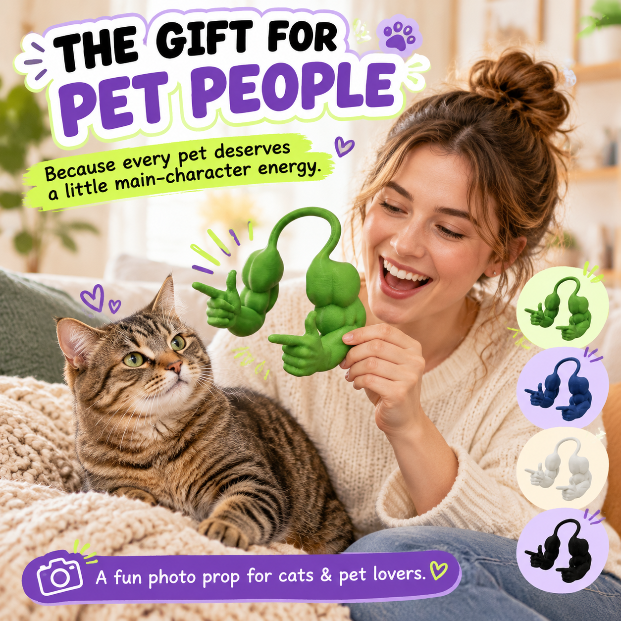 Funny Muscle Arms Cat Costume Accessory, 4-Color Cat Photo Prop