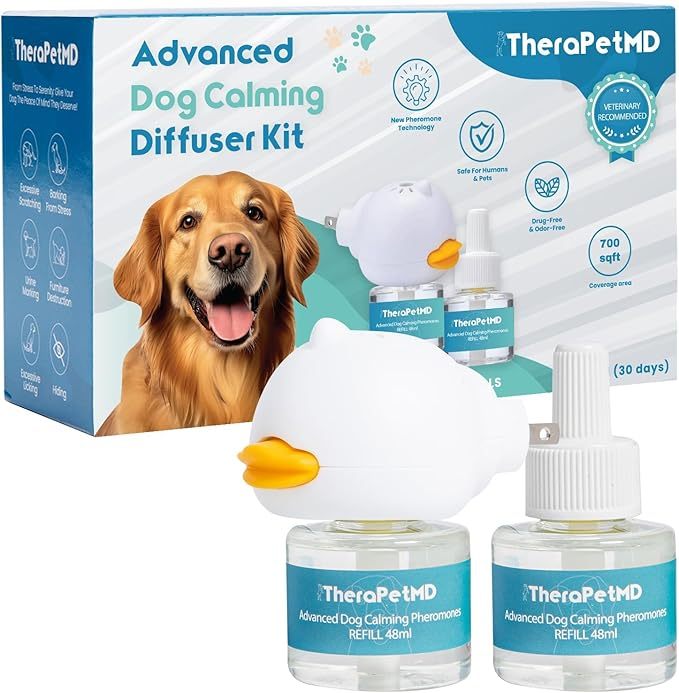 Dog Calming Diffuser - Pheromone Diffuser for Indoor Behavior Support, Anxiety Aid, 60-Day Long-Lasting Refill Kit, Natural Formula