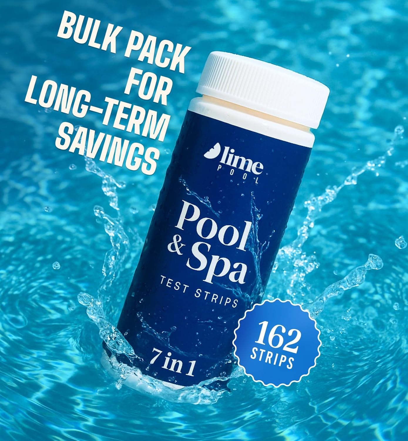 7-in-1 Pool Spa Test Strips - 162 Accurate Pool Water Test Kit for Bromine, Total Alkalinity, pH, Free Chlorine, Total Hardness, Cyanate, and Total Chlorine