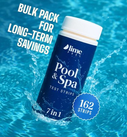 7-in-1 Pool Spa Test Strips - 162 Accurate Pool Water Test Kit for Bromine, Total Alkalinity, pH, Free Chlorine, Total Hardness, Cyanate, and Total Chlorine
