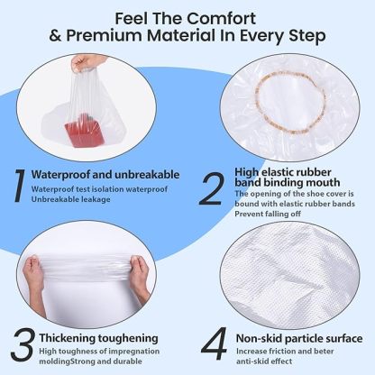 10 Pairs of Rainproof Waterproof Shoe Covers - Disposable Plastic Rain Shoe Covers - Non-Slip Indoor Outdoor Rain Covers for Men and Women - Waterproof Boot Protectors - Clear