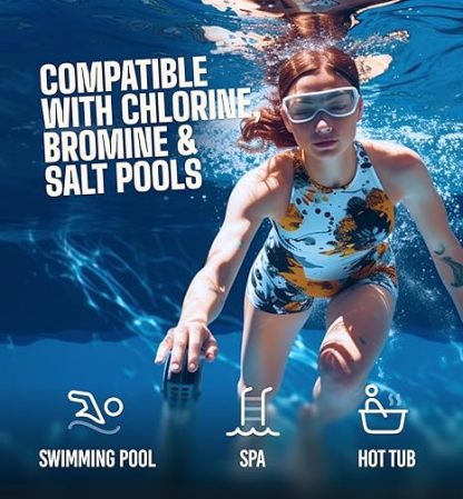 7-in-1 Pool Spa Test Strips - 162 Accurate Pool Water Test Kit for Bromine, Total Alkalinity, pH, Free Chlorine, Total Hardness, Cyanate, and Total Chlorine