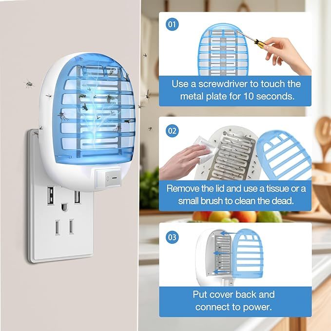 Indoor Bug Killer, Indoor Mosquito Killer, Home Mosquito Killer, Suitable for Babies and Pets, Living Room, Kitchen, Bedroom, Baby Room, Office (2 Pack)