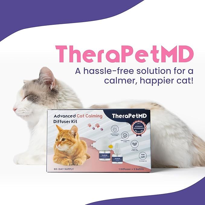 Cat Calming Diffuser Pheromone Kit - Multi-Cat Anxiety Relief Stress Insert 700 Square Feet Coverage Veterinarian Recommended.