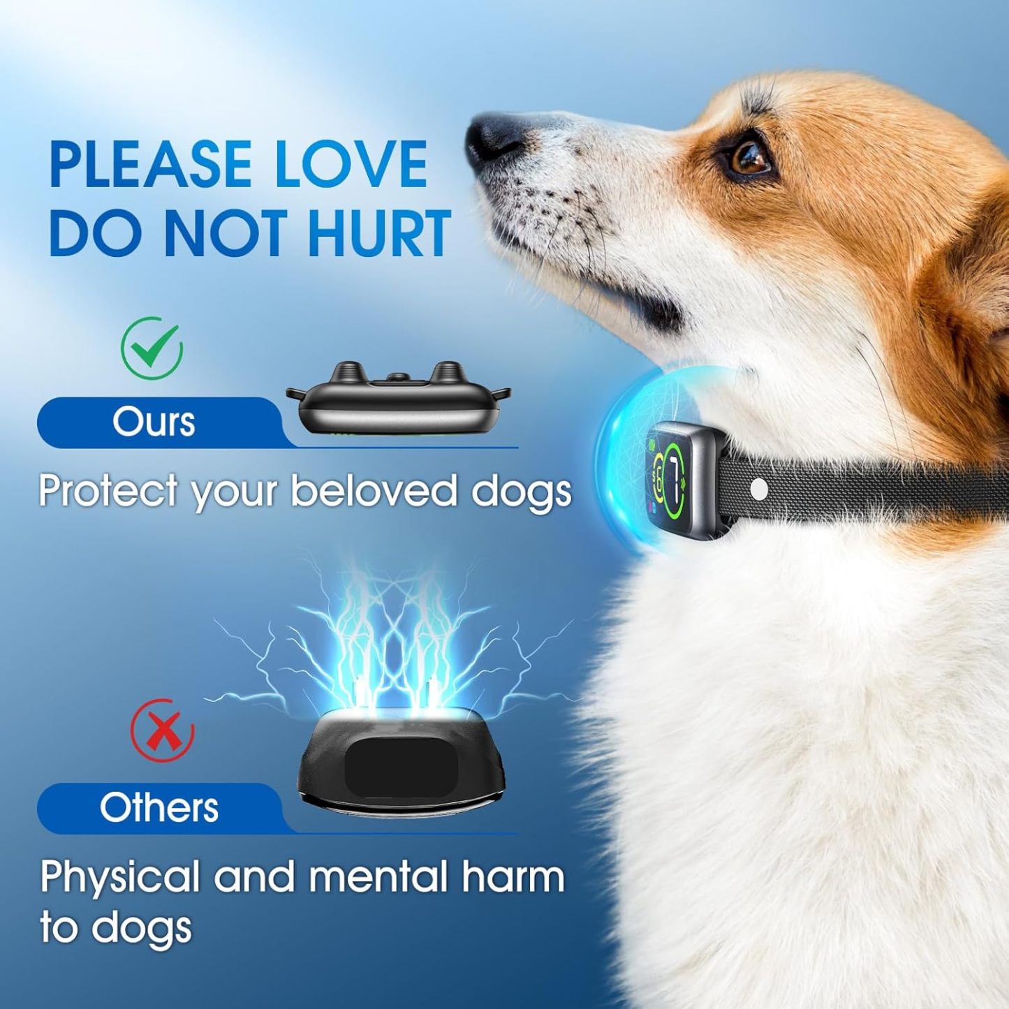 Dog barking collar, smart barking collar for small dogs, 5-15 lbs (about 2.3-6.8 kg) medium and large dogs, effective AI barking collar, adjustable beep vibration mode and 7 sensitivity levels, automatic dog anti-barking device