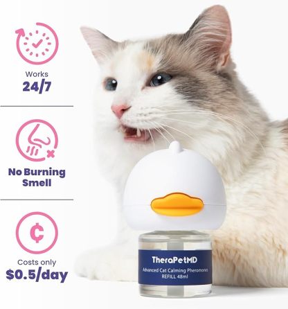 Cat Calming Diffuser Pheromone Kit - Multi-Cat Anxiety Relief Stress Insert 700 Square Feet Coverage Veterinarian Recommended.