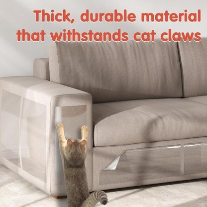 18-Piece Large Cat Scratching Furniture Protectors, Clear Cat Paw Protectors, Single-Sided Self-Adhesive Pet Deterrent Sofa Covers, 17 Inch