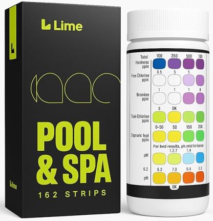 7-in-1 Pool Spa Test Strips - 162 Accurate Pool Water Test Kit for Bromine, Total Alkalinity, pH, Free Chlorine, Total Hardness, Cyanate, and Total Chlorine