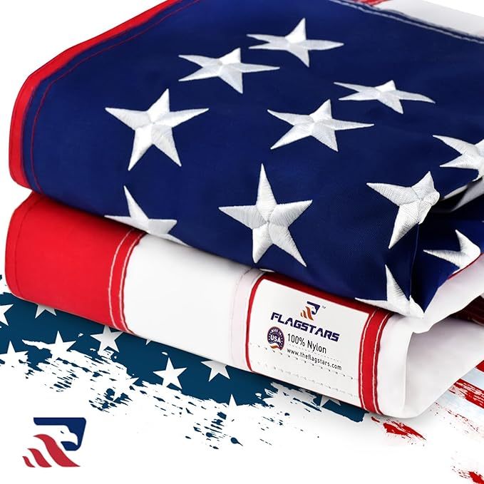 Sturdy American Flag 4x6 ft Outdoor Heavy Duty, 100% Made in the USA American Flag, Colorfast American Flag for Exterior 4x6, Embroidered American Flag, 4 x 6 American Flag, Best High Wind All Weather USA Flag, Indestructible Flag, Destructible American F