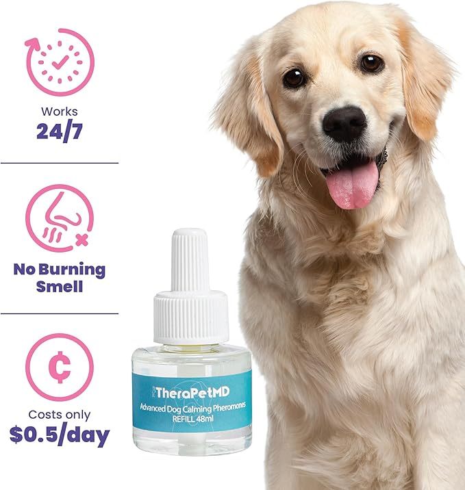 Dog Calming Diffuser - Pheromone Diffuser for Indoor Behavior Support, Anxiety Aid, 60-Day Long-Lasting Refill Kit, Natural Formula